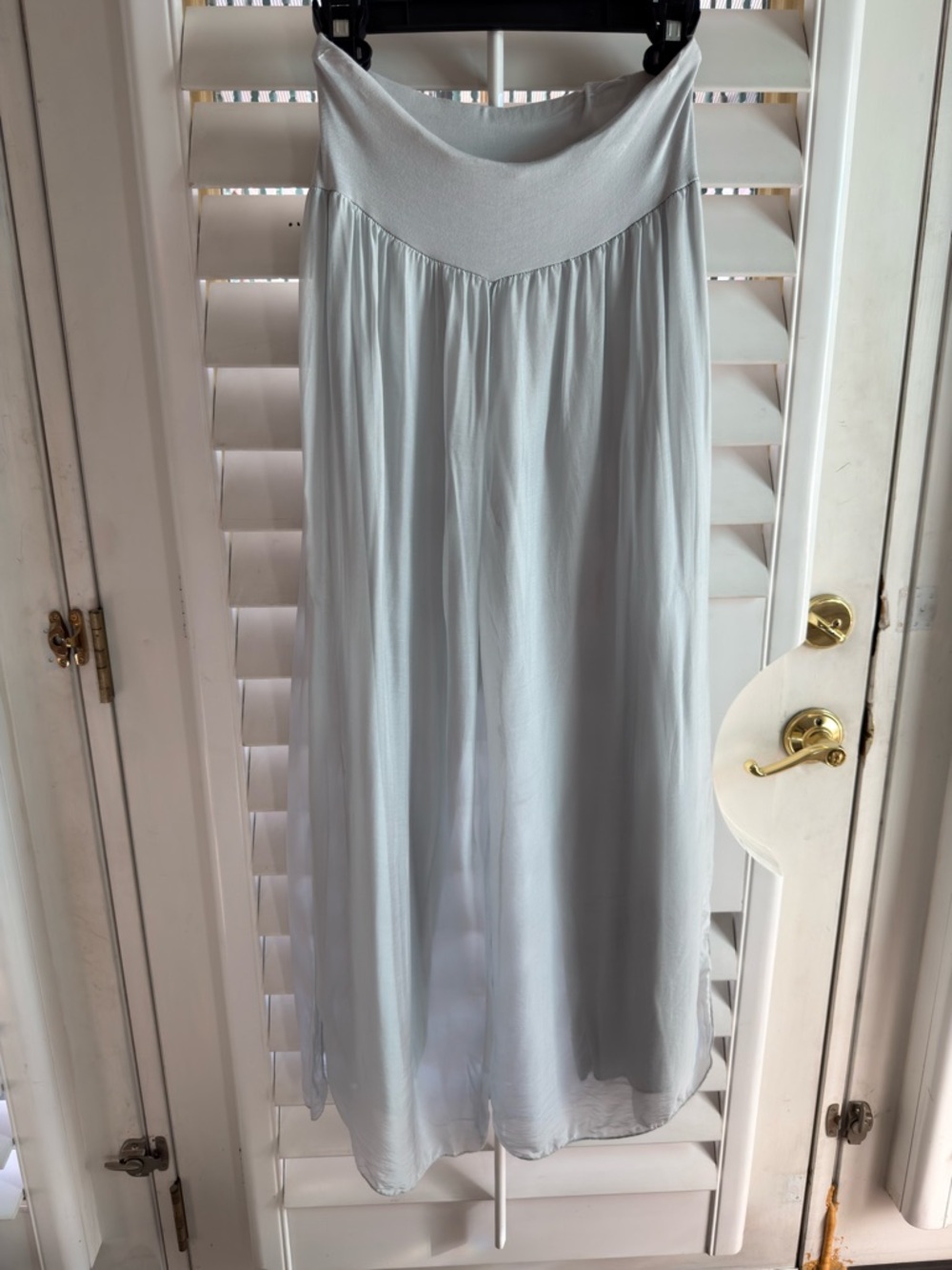 Palazzo Wide Leg lined Pull-On Pants in Light silky Gray